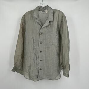Chicos‎ Design Womens Button Up Top Size 0 US S Sheer Gray Silver Minimalist